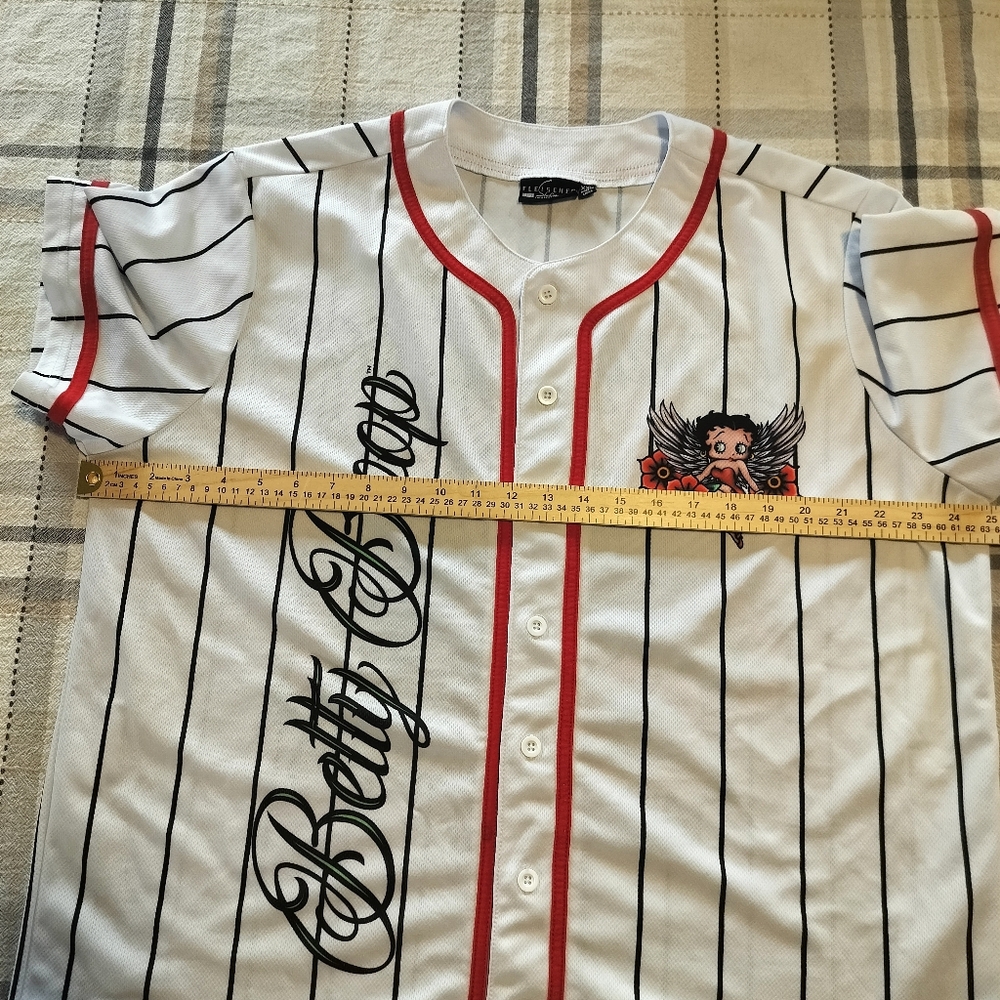 Betty‎ Boop Pinstripe baseball jersey Size XXL Y2K Retro Modern Pin Up Sporty - Picture 6 of 10